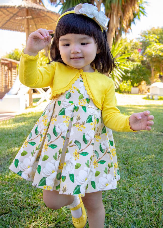 Дитяча бавовняна атласна сукня з квітковим принтом Mayoral